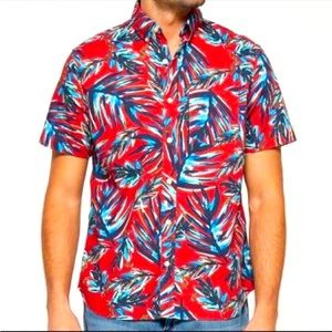 GAP Red Blue Palm Hawaiian Tropical Shirt
